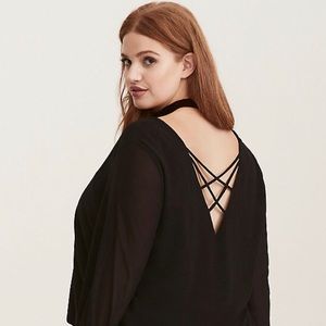 Torrid Chiffon Cage Back Blouse